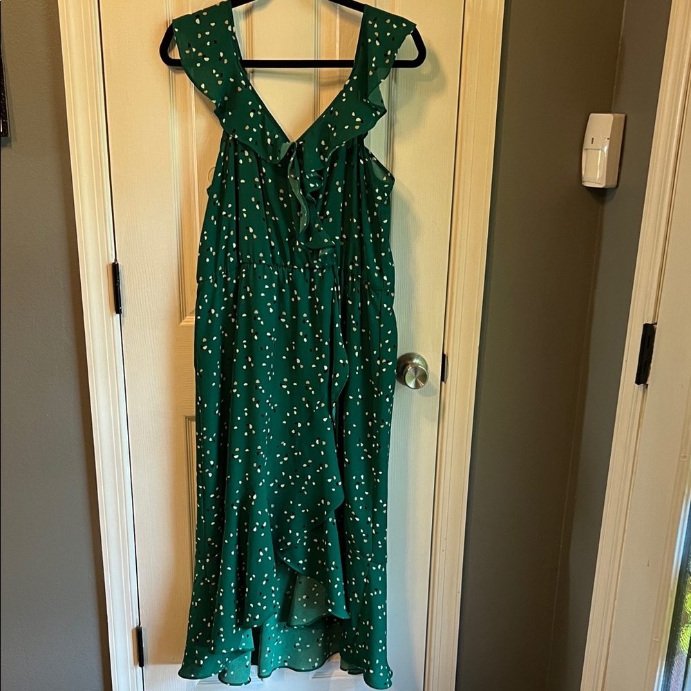 Socialite Asymmetrical Green Ruffle Dress